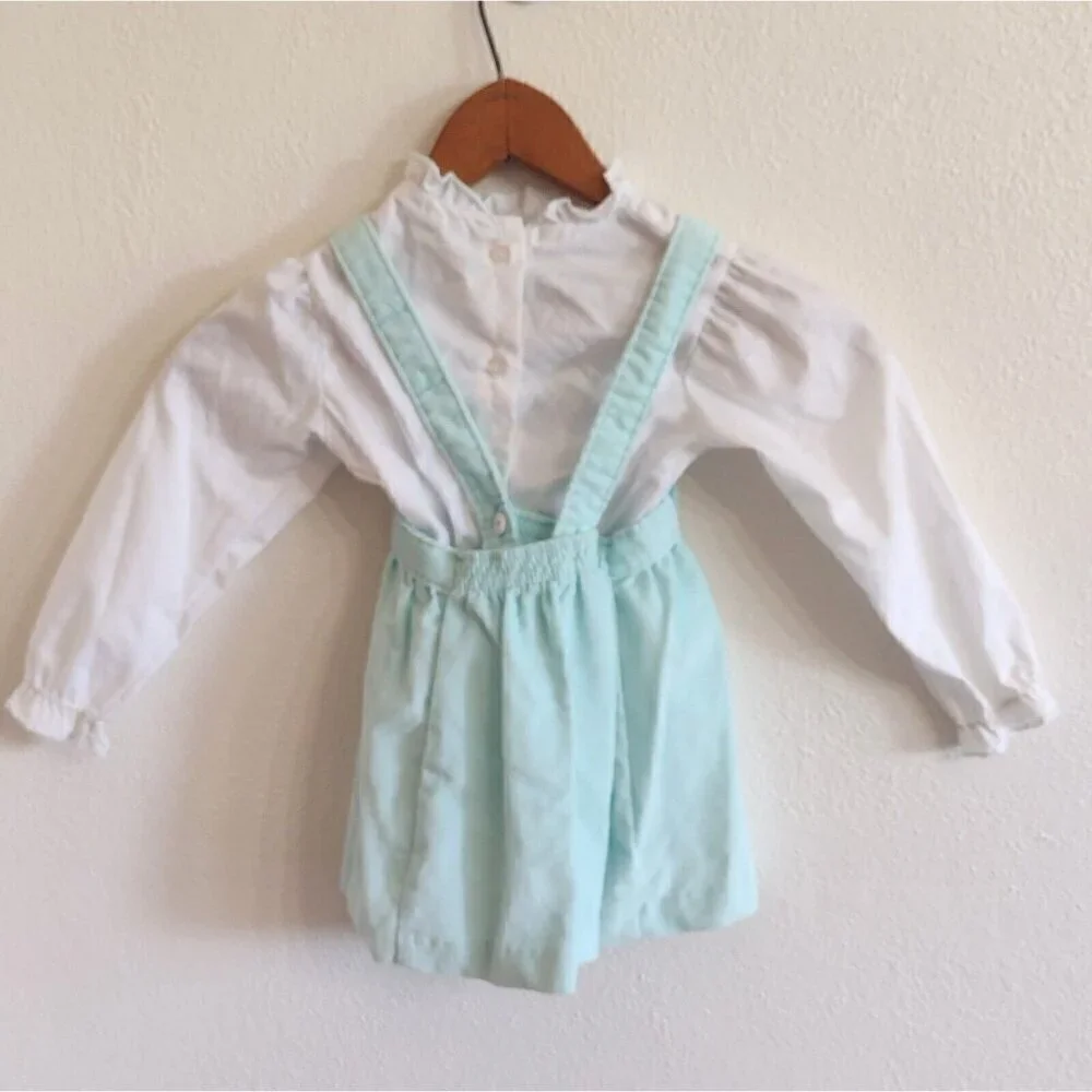 Vintage Carters Corduroy Jumper Dress & White Blouse Shirt Outfit Girls 24M